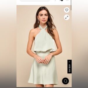 NEW WITH TAGS Lulu's Green Halter Neck Sleeveless Mini Sundress